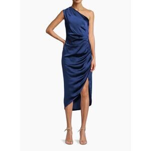 ELLIATT Cassini Satin One-Shoulder Dress Sapphire Blue Sz XL Cocktail Nordstrom